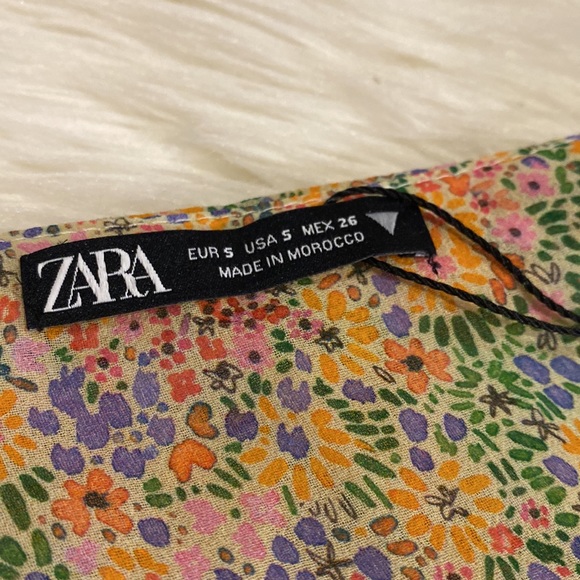 Zara Floral Summer Mini Ruched Fitted Dress Size Small NWOT - Picture 4 of 5